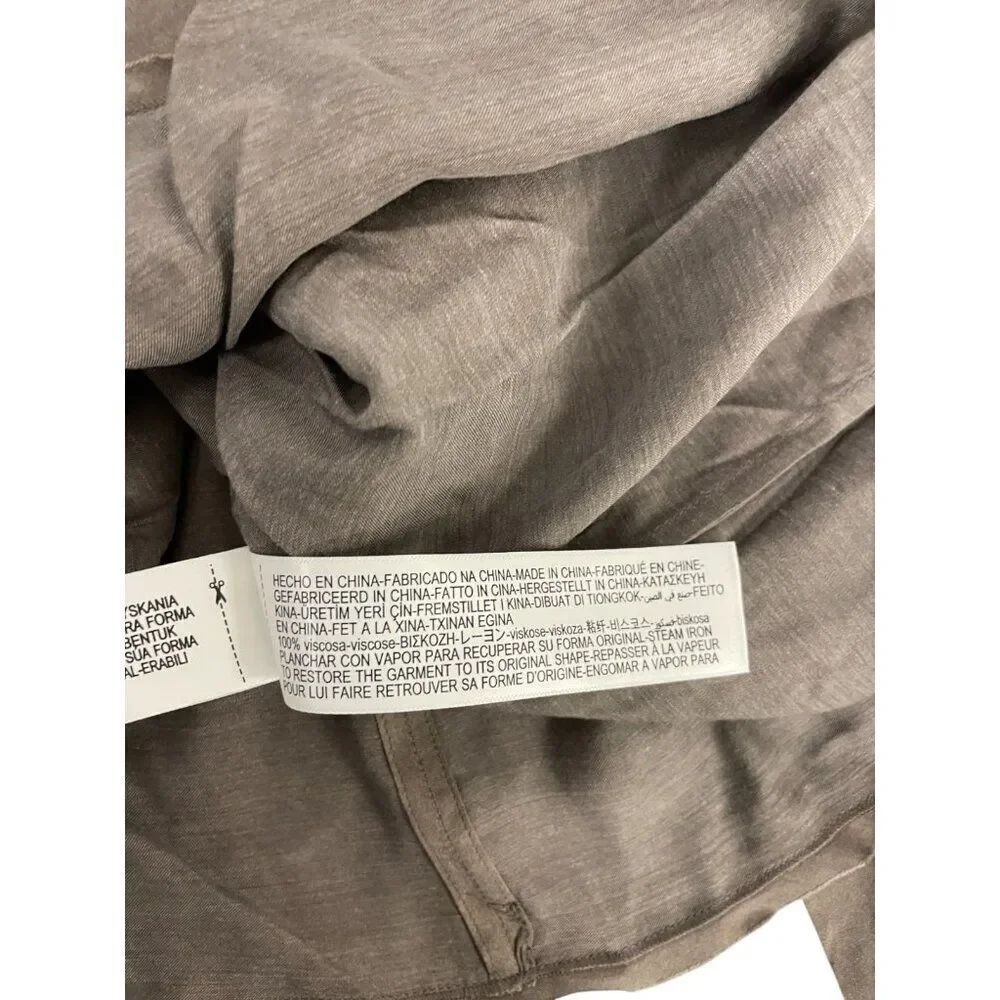 Massimo Dutti Womens Flowing Blouse S Small Brown Draped Collared 5105/805 NWOT - Picture 8 of 11